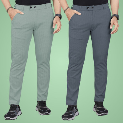 GIBBONTE Regular Fit Men Grey, Light Green Trousers