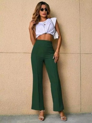 Sitzoo Regular Fit Women Green Trousers