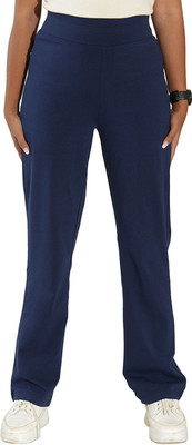 BlissClub AM:PM Cotton Straight Pants - Regular Straight Fit Women Dark Blue Trousers