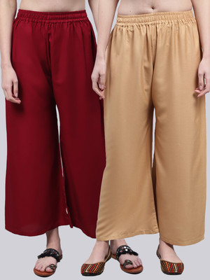 VALLES365 by S.c. Flared Women Maroon, Beige Trousers