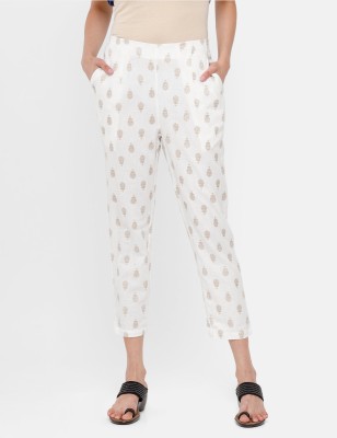 SAIBA EXPO Regular Fit Women White, Gold Trousers