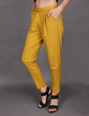 Me Craft Regular Fit Women Yellow Trousers