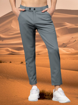 Tstylelife Regular Fit Men Grey Trousers
