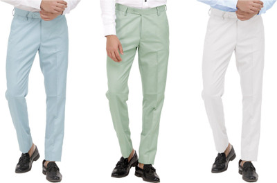 LAHSUAK Regular Fit Men Light Blue, Light Green, White Trousers