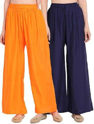 ANURUPAM FASHION Flared Women Dark Blue, Orange Trousers