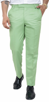 ALJAAMI Regular Fit Men Light Green Trousers
