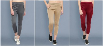 Miraksh Regular Fit Women Grey, Beige, Maroon Trousers