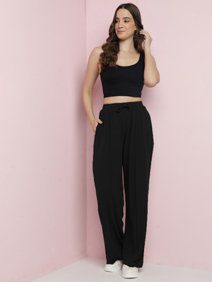 KOTTY Straight Fit Women Black Trousers