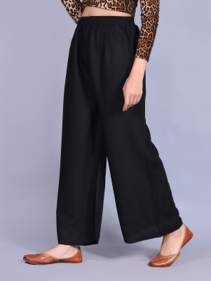 The Fab Villa Relaxed Women Black Trousers