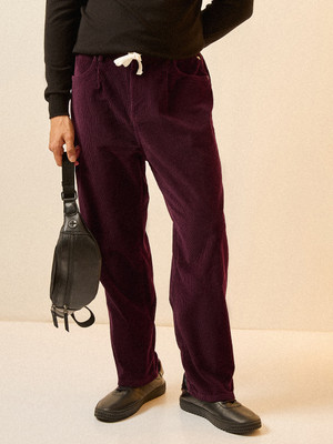 THE BEAR HOUSE Loose Fit Men Maroon Trousers