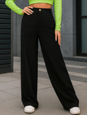 Kizyoo Regular Fit Women Black Trousers
