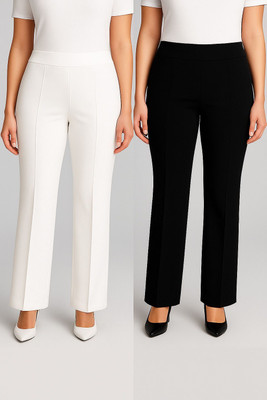 KARIMA INETERNATIONAL Regular Fit Women White, Black Trousers