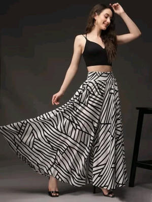 TISHTA Flared Women Black, White Trousers