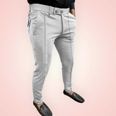 The Stanch Slim Fit Men Grey Trousers