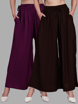 VALLES365 by S.c. Flared Women Brown, Purple Trousers