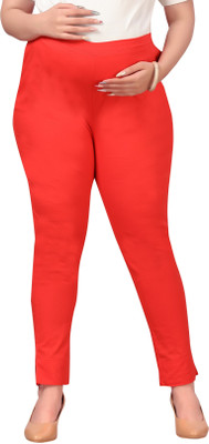 mama & bebe Slim Fit Women Red Trousers