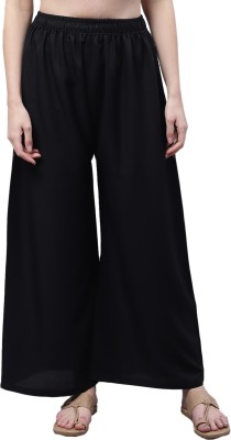 legitlooks Flared Women Black Trousers