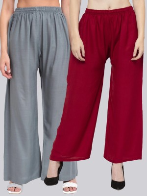 VALLES365 by S.c. Flared Women Maroon, Grey Trousers