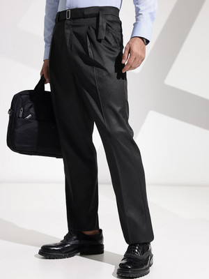 encore by INVICTUS Regular Fit Men Black Trousers