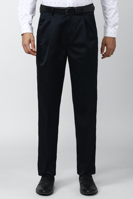 PETER ENGLAND Regular Fit Men Dark Blue Trousers
