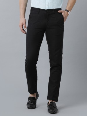 Linen Club Slim Fit Men Black Trousers