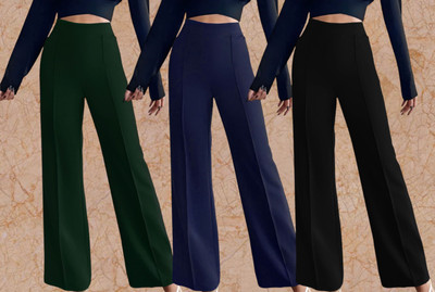 Kasendra Regular Fit Women Green, Blue, Black Trousers