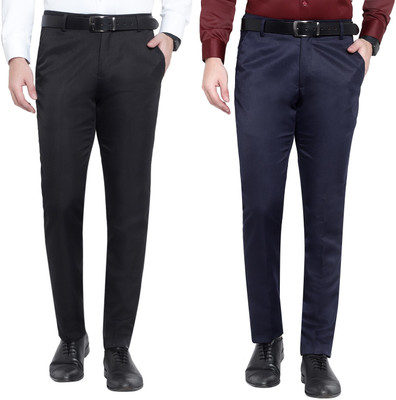 ARIZO Regular Fit Men Black, Dark Blue Trousers