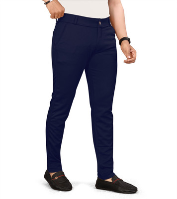 Shreyaank Slim Fit Men Blue Trousers