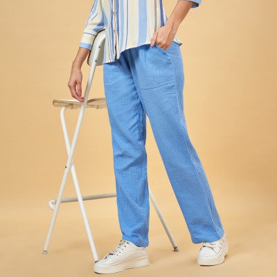 Honey By Pantaloons Regular Fit Women Light Blue Trousers