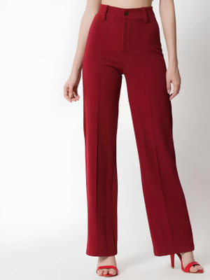 Multiwa Relaxed Women Maroon Trousers