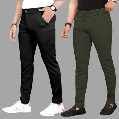 We Perfect Slim Fit Men Black, Green Trousers