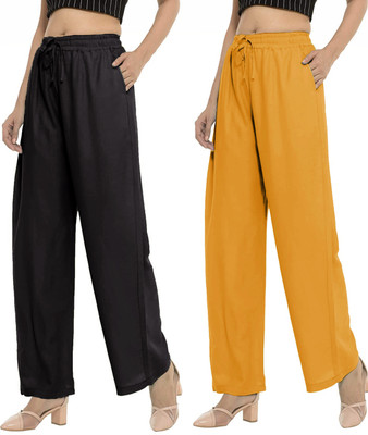 FC First Choice Flared Women Black Trousers