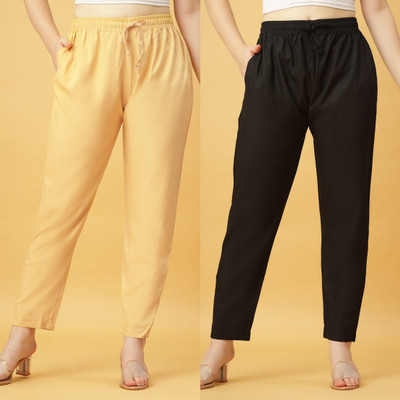 GANIX FASHION THAT DEFINE YOU Regular Fit Women Beige, Black Trousers