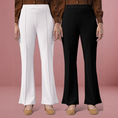 HouseOfCommon Loose Fit Women White, Black Trousers