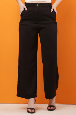 CLOTHINK India Regular Fit Women Black Trousers