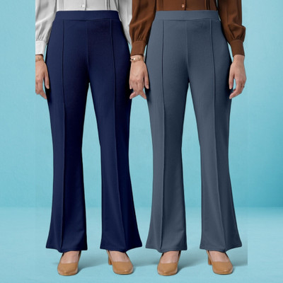 Anitafashion Comfort Fit, Regular Fit Women Dark Blue, Grey Trousers