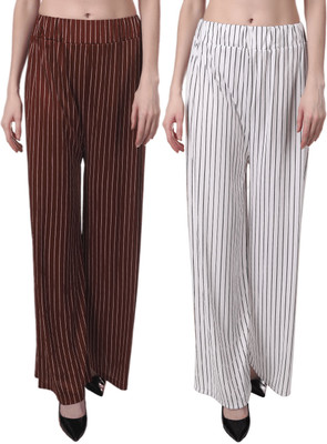 GulGuli Regular Fit Women Brown, White Trousers