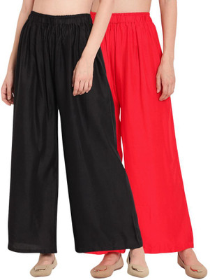 PK Fashion Regular Fit Women Black, Red Trousers