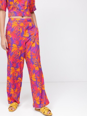 Dressberry Relaxed Women Purple Trousers