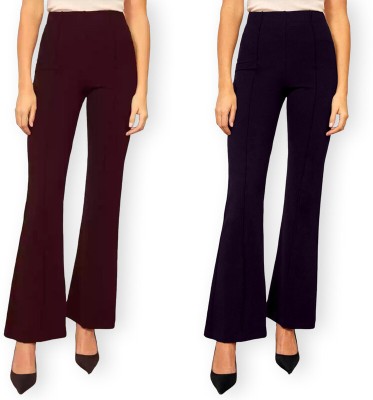 Fabflee Regular Fit Women Maroon, Purple Trousers