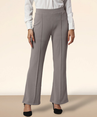 fithub Flared Women Grey Trousers