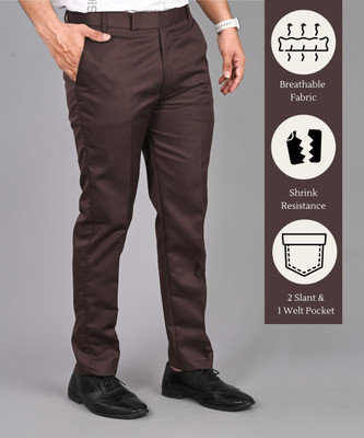 STREETVIBES Regular Fit Men Brown Trousers
