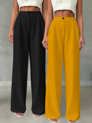 Toochki Relaxed Women Black, Yellow Trousers