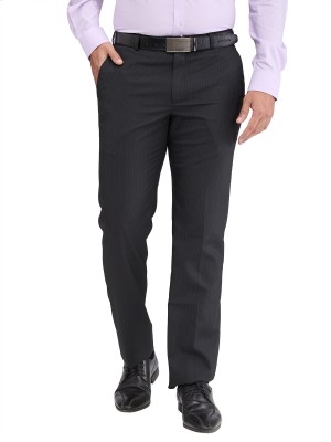 PARK AVENUE Regular Fit Men Black Trousers