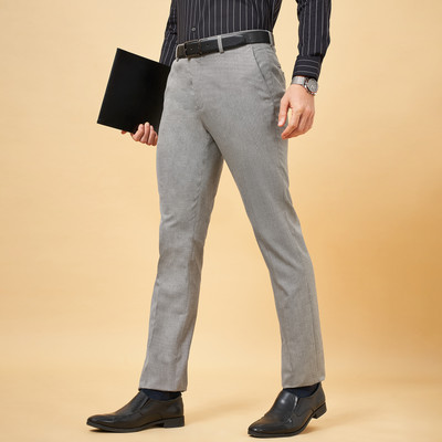 Peregrine by Pantaloons Slim Fit Men Grey Trousers