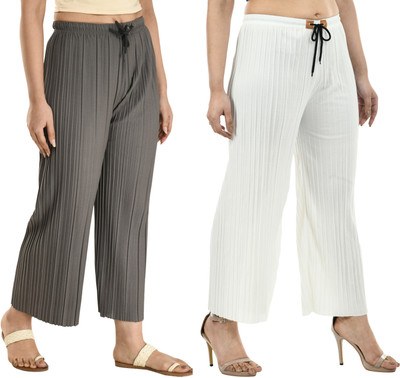 TOLIKE Relaxed Women White, Grey Trousers