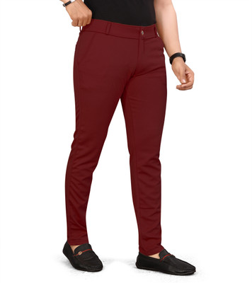 DARSHAN CREATION Slim Fit Men Maroon Trousers