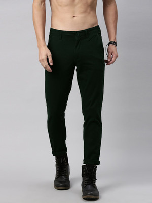 Roadster Regular Fit Men Dark Green Trousers