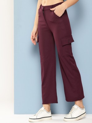 METRONAUT Regular Fit Girls Polyester Maroon Trousers