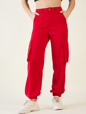 AAYU Regular Fit Women Red Trousers